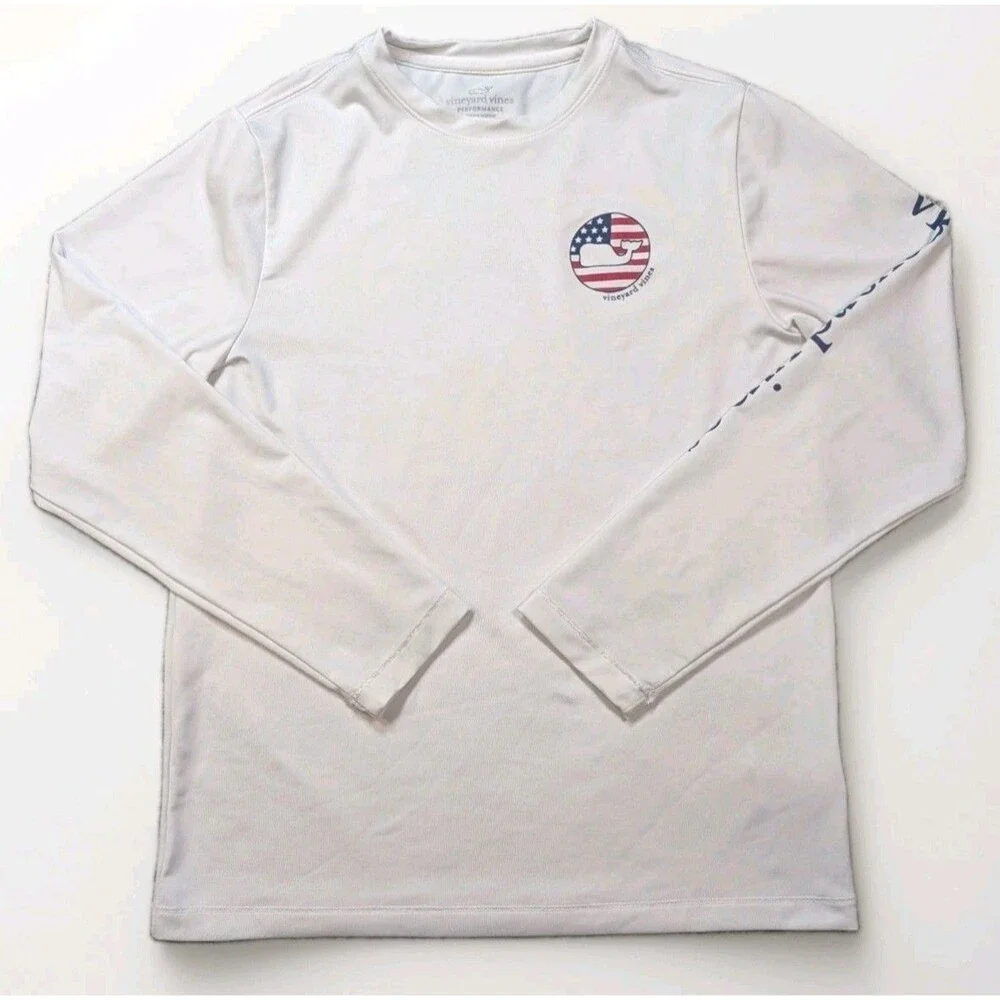 Vineyard Vines Performance boys Small Long Sleeve T-Shirt White Swim Shirt